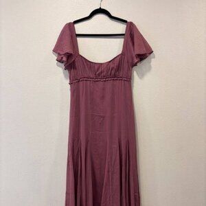 ASOS DESIGN ruched bust flutter sleeve midaxi dress with godets